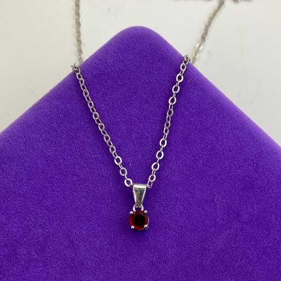 Effy Jewelry - 💛 Silver Effy Red CZ Gem Pendant Necklace | Minimal Classic Design